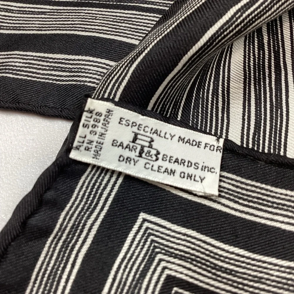 Vintage Baar & Beards Inc. Silk Scarf Black, White & Tan
